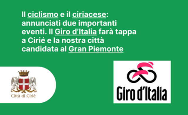 Il ciriacese e il ciclismo: un rapporto consolidato da due eventi in arrivo, il Giro d'Italia e il Gran Piemonte