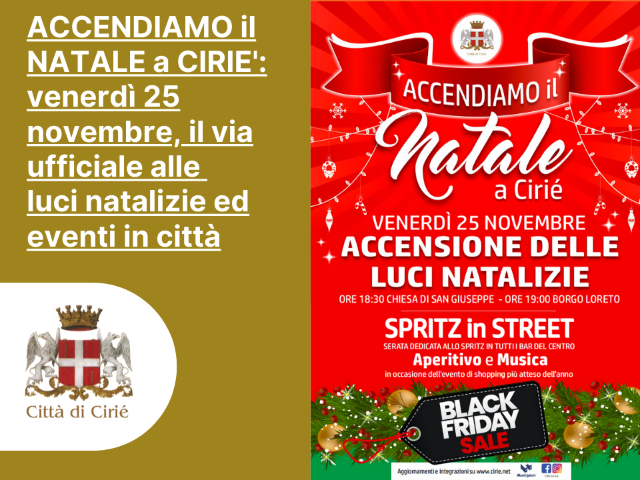 "Accendiamo il Natale a Cirié": venerdì 25 novembre, il via ufficiale 
