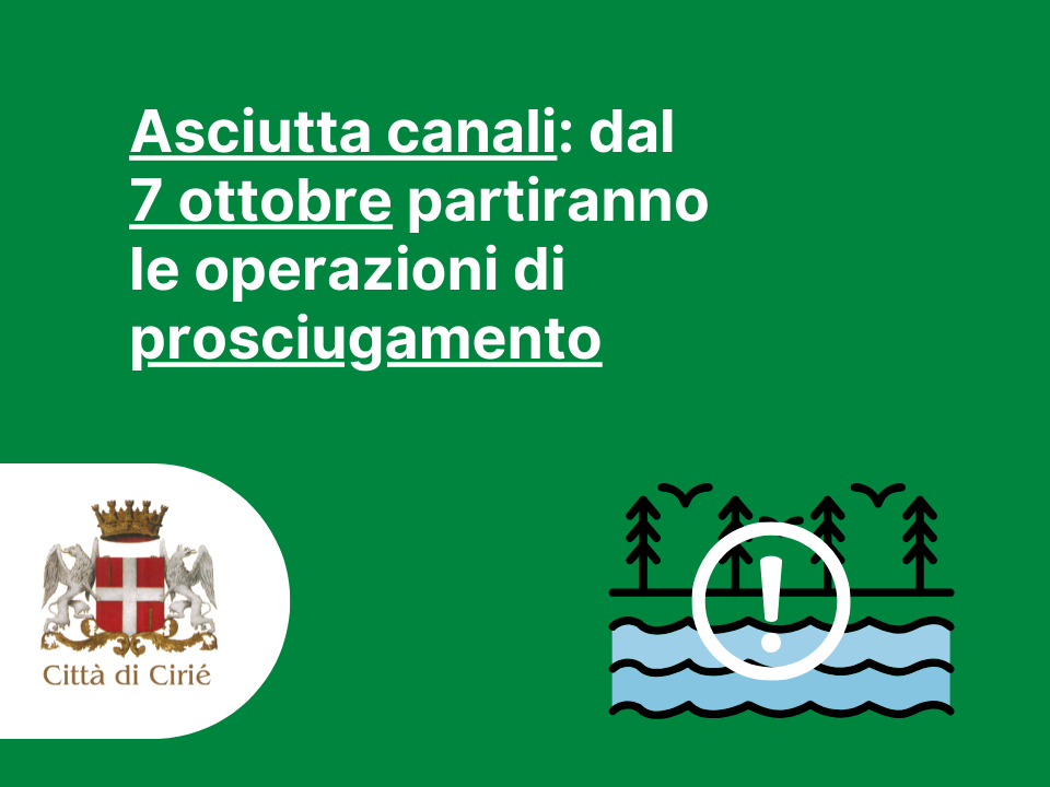 Asciutta canali: dal 7 ottobre le operazioni di prosciugamento