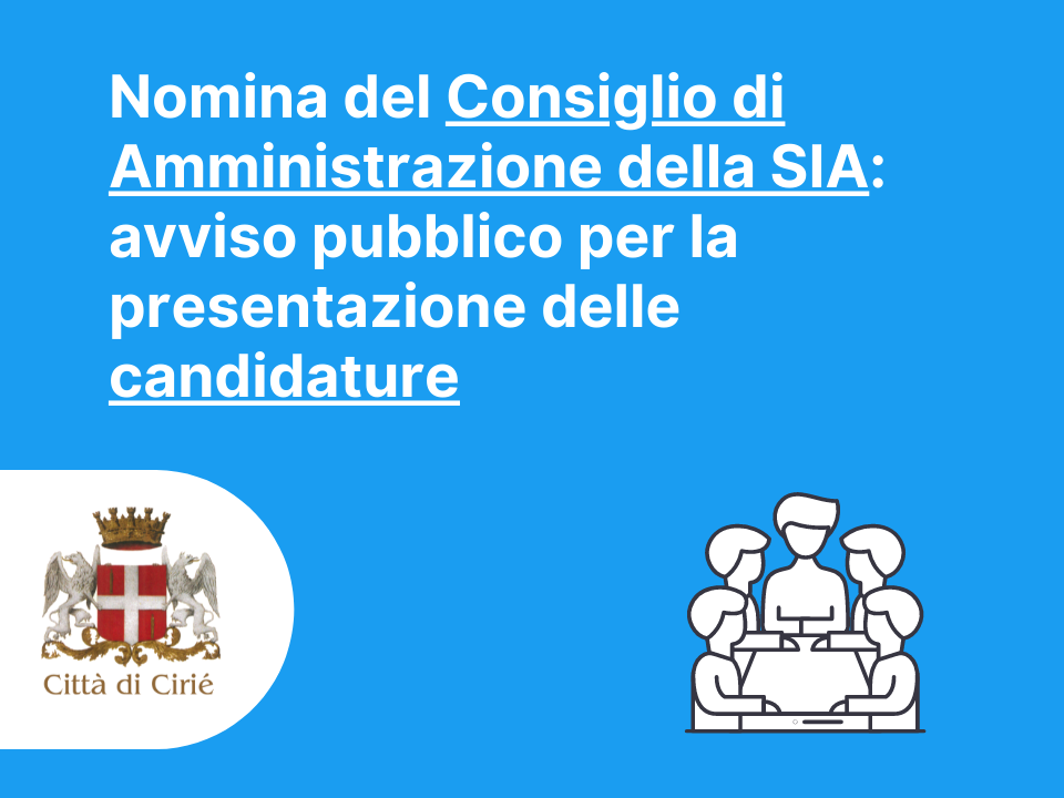 Nomina del Consiglio di Amministrazione della SIA: avviso pubblico