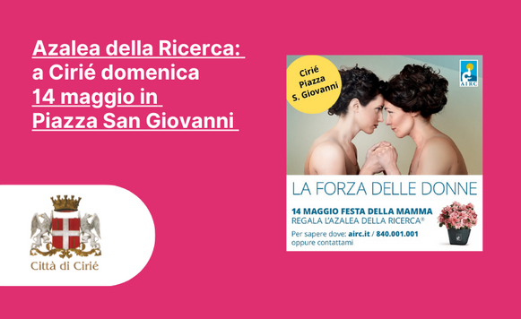 Azalea della Ricerca: a Cirié domenica 14 maggio in Piazza San Giovanni 