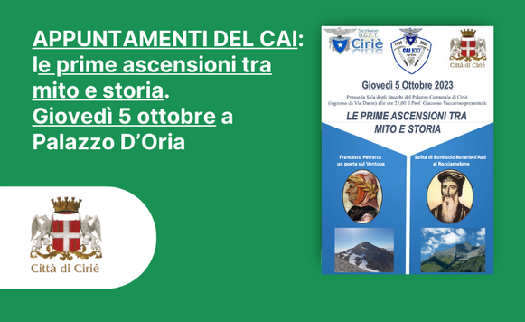 Appuntamenti del CAI: le prime ascensioni tra mito e storia. Giovedì 5 ottobre a Palazzo D’Oria 