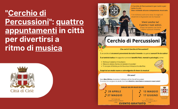 "Cerchio di Percussioni": quattro appuntamenti in città per divertirsi a ritmo di musica