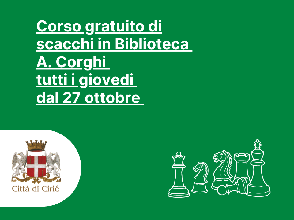 Scuola di scacchi in Biblioteca dal 27 ottobre 