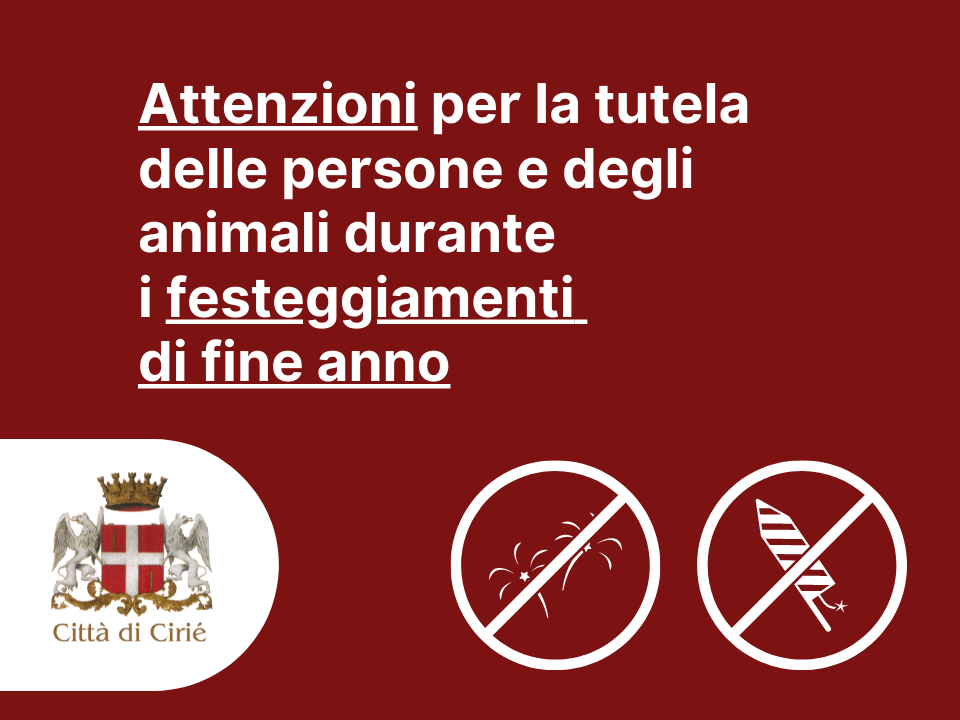 Attenzioni per la tutela delle persone e degli animali durante i festeggiamenti di fine anno