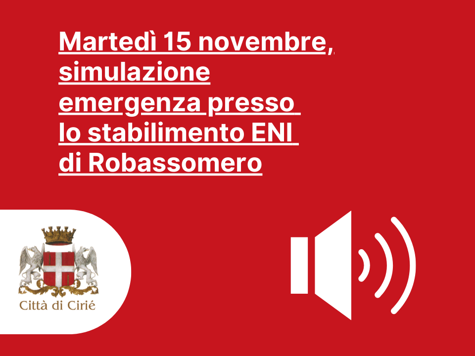 Martedì 15 novembre, simulazione emergenza presso lo stabilimento ENI 