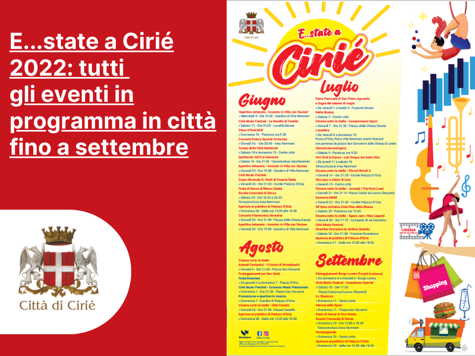 E...state a Cirié 2022: tutti gli eventi in programma