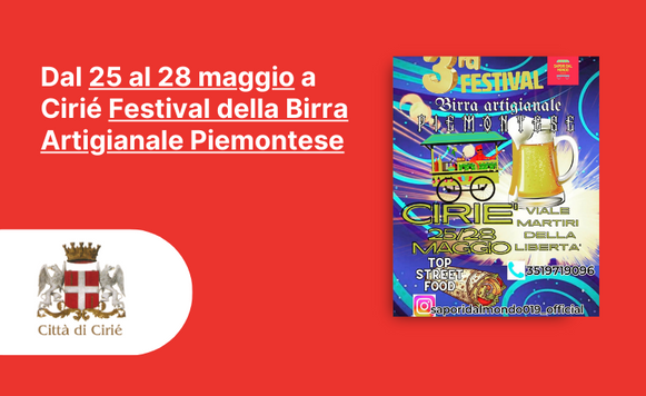 Dal 25 al28 maggio a Cirié, Festival della Birra Artigianale Piemontese