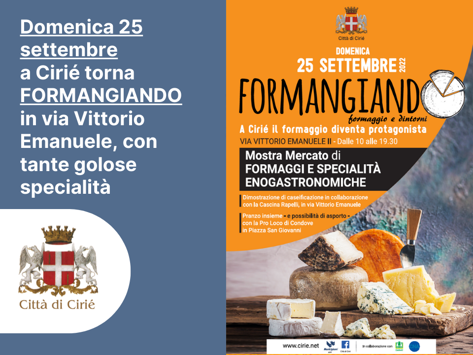 Domenica 25 settembre a Cirié torna Formangiando!