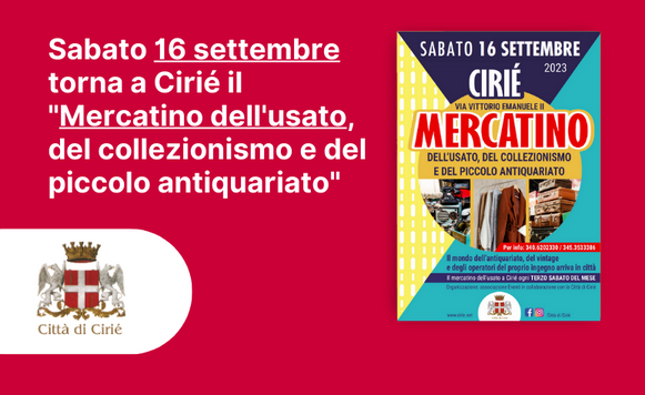 Sabato 16 settembre torna a Cirié il mercatino dell'usato