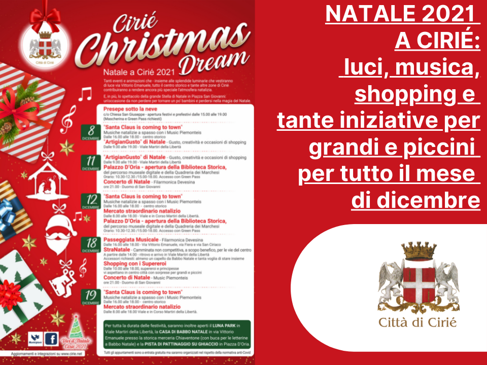 Cirié CHRISTMAS DREAM: luci, musica, shopping e tante iniziative per grandi e piccini