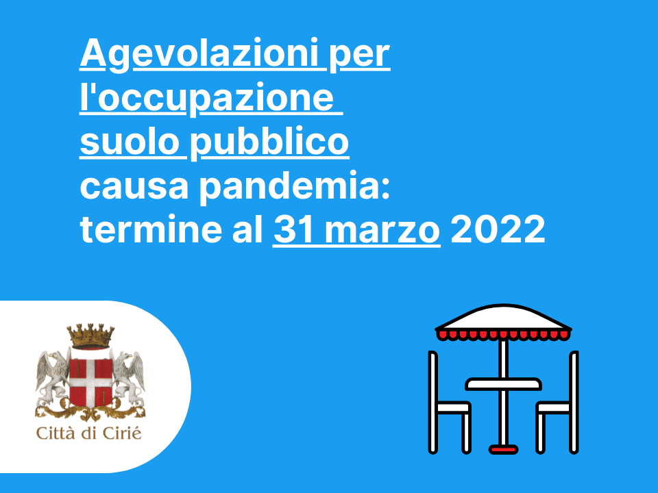 Agevolazioni per l'occupazione suolo pubblico causa pandemia: termine al 31 marzo 2022