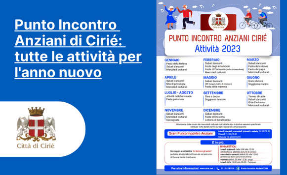 Punto Incontro Anziani di Cirié: tutte le attività per l'anno nuovo 