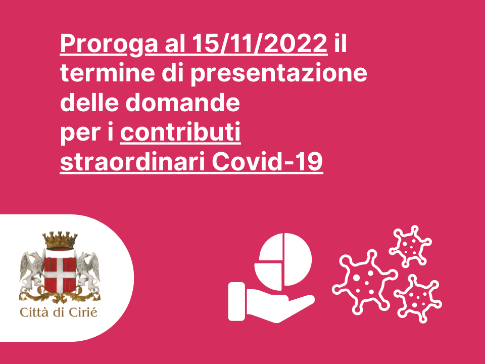 Prorogate al 15/11 domande contributi straordinari Covid-19