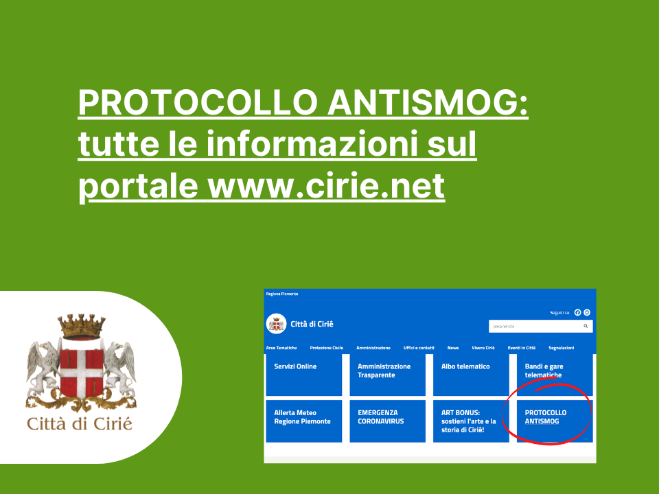 PROTOCOLLO ANTISMOG: tutte le informazioni sul portale www.cirie.net