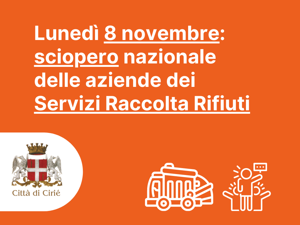 CISA comunica: lunedì 8 novembre sciopero nazionale Servizi Raccolta Rifiuti