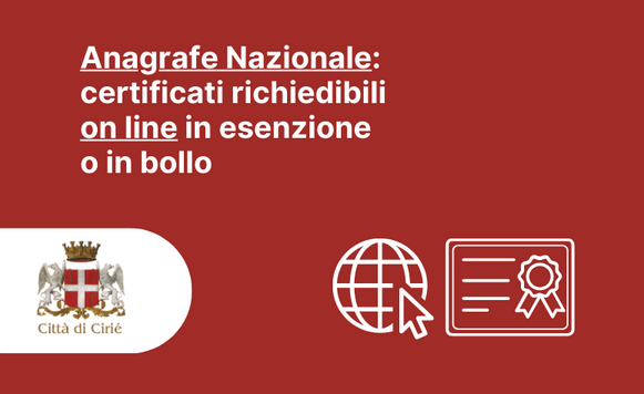 Anagrafe Nazionale: certificati richiedibili on line