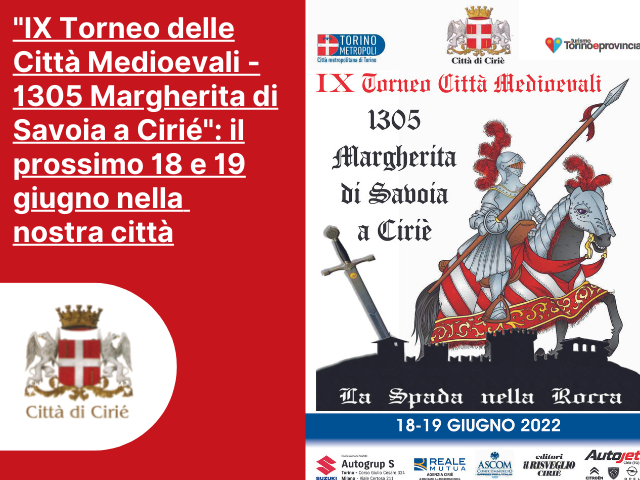 "IX Torneo delle Città Medievali" il 18 e 19 giugno a Cirié