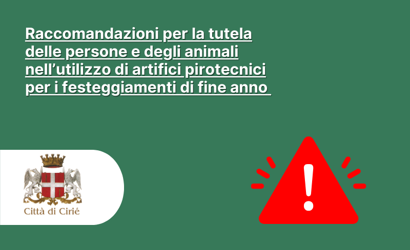 Raccomandazioni per la tutela delle persone e degli animali nell’utilizzo di artifici pirotecnici per i festeggiamenti di fine anno 