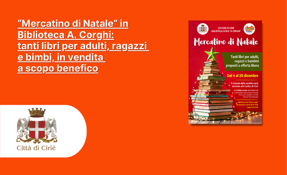 “Mercatino di Natale” in Biblioteca A. Corghi: tanti libri per adulti, ragazzi e bimbi in vendita a scopo benefico