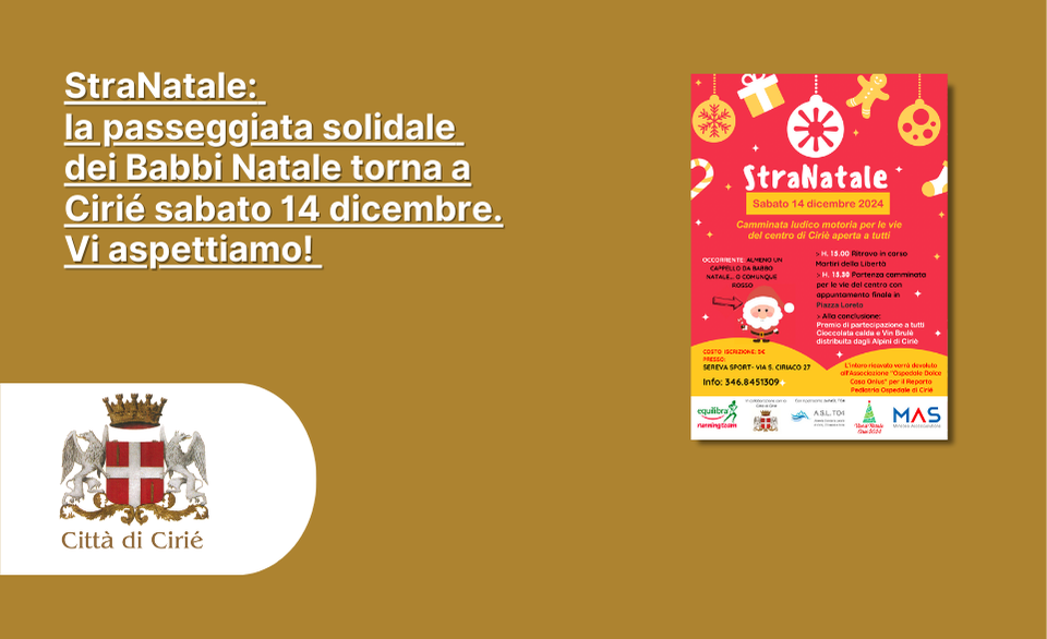 StraNatale: la passeggiata solidale dei Babbi Natale in città sabato 14 dicembre