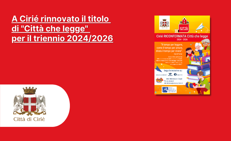  A Cirié rinnovato il titolo a "Città che legge" per il triennio 2024/2026