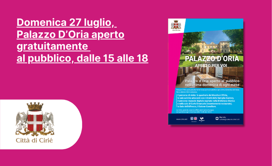 Domenica 28 luglio, Palazzo D’Oria aperto gratuitamente al pubblico dalle 15 alle 18