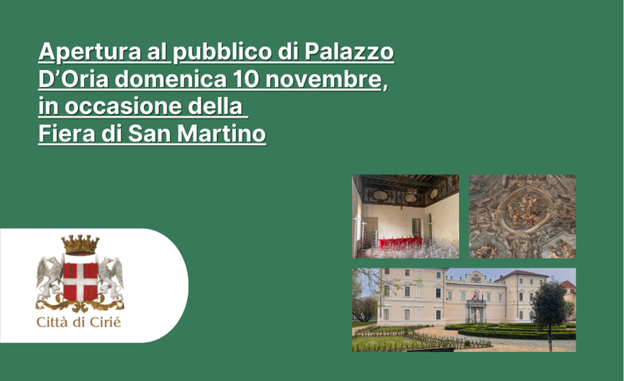 Apertura al pubblico di Palazzo D’Oria domenica 10 novembre, in occasione della Fiera di San Martino