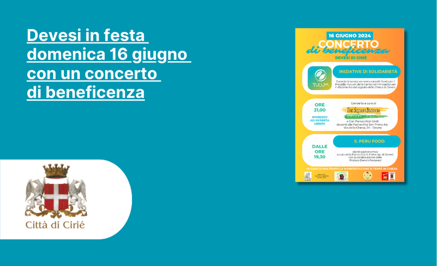 Devesi in festa domenica 16 giugno con un concerto di beneficenza  