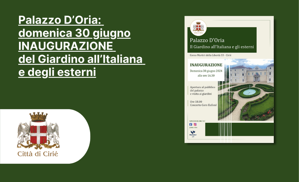 Palazzo D’Oria: domenica 30 giugno inaugurazione del Giardino all’Italiana e degli esterni
