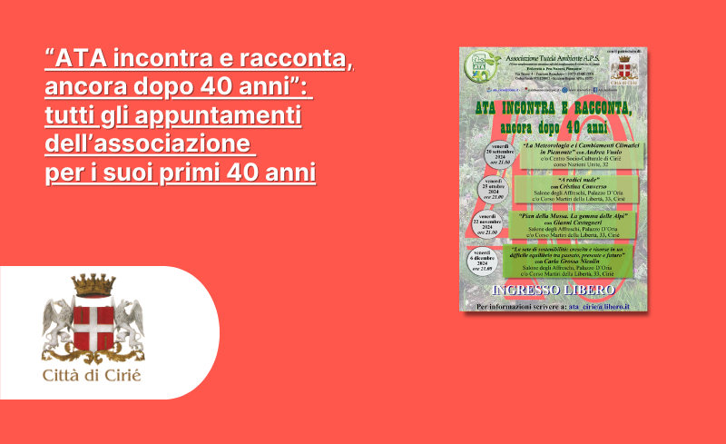 “ATA incontra e racconta, ancora dopo 40 anni”: tutti gli appuntamenti dell’associazione per i suoi primi 40 anni