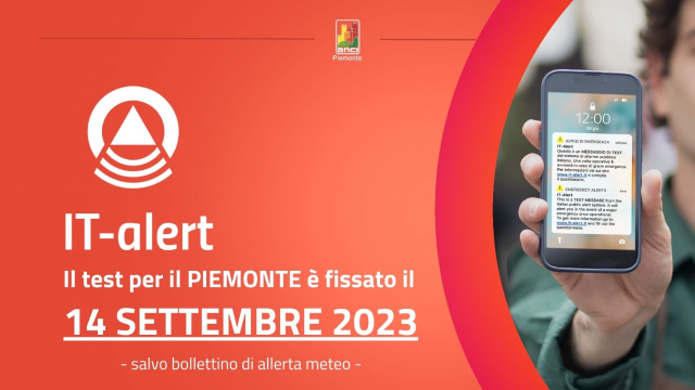 IT-alert: test del sistema per la Regione Piemonte fissato per giovedì 14 settembre