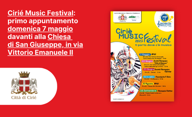 Cirié Music Festival: primo appuntamento domenica 7 maggio davanti alla Chiesa di San Giuseppe