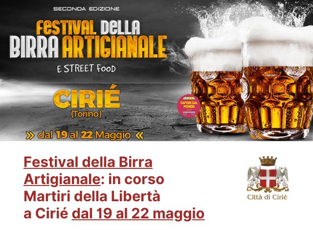 Festival della Birra Artigianale: a Cirié dal 19 al 22 maggio