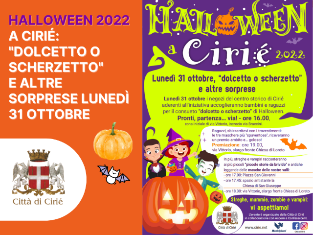 Halloween 2022 a Cirié: "Dolcetto o scherzetto" e altre sorprese