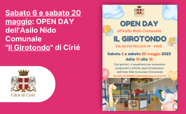 Sabato 6 e sabato 20 maggio: open day dell'Asilo Nido "Il Girotondo" 