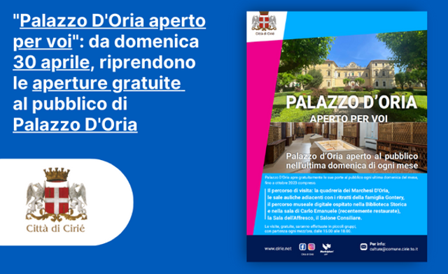 "Palazzo D'Oria aperto per voi": da domenica 30 aprile, riprendono le aperture gratuite al pubblico di Palazzo D'Oria