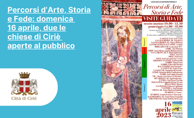 Percorsi d’Arte, Storia e Fede: domenica 16 aprile, due le chiese di Ciriè aperte al pubblico
