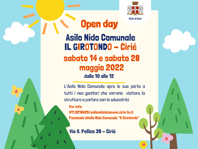 Sabato 14 e 28 maggio: open day dell'Asilo Nido "Il Girotondo"