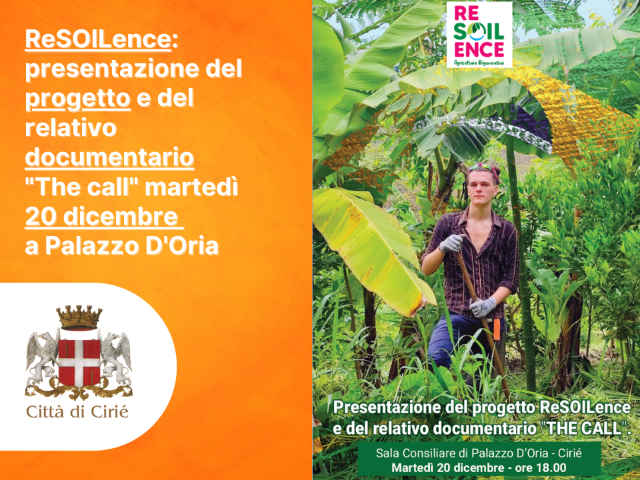 ReSOILence: presentazione del progetto e del relativo documentario "The call" martedì 20 dicembre a Palazzo D'Oria  