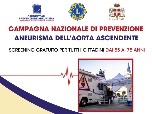 Screening dell'aneurisma dell'aorta ascendente: dal 14 al 25 ottobre in Piazza San Giovanni