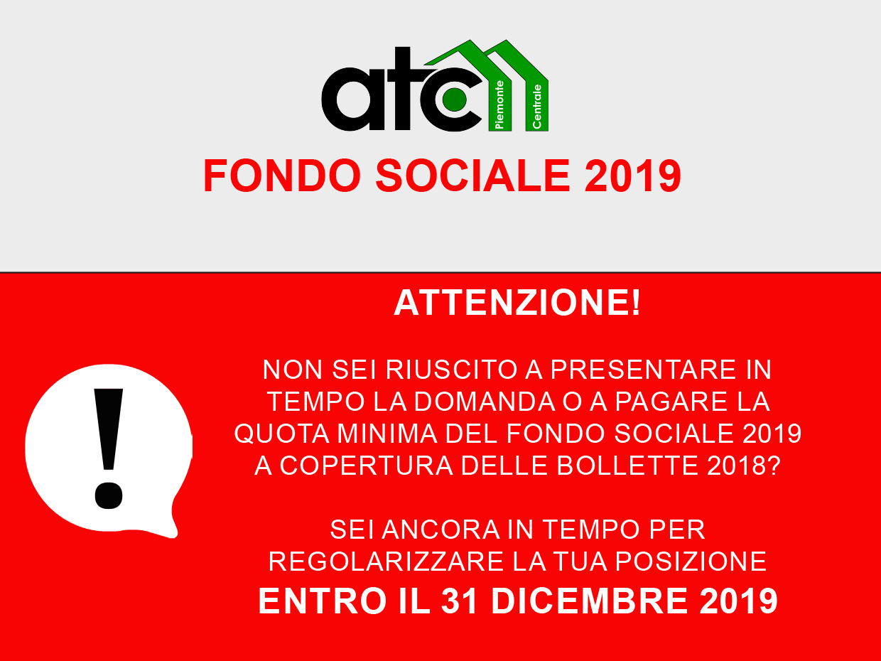 Fondo Sociale 2019: proroga termini fino al 31 dicembre 2019
