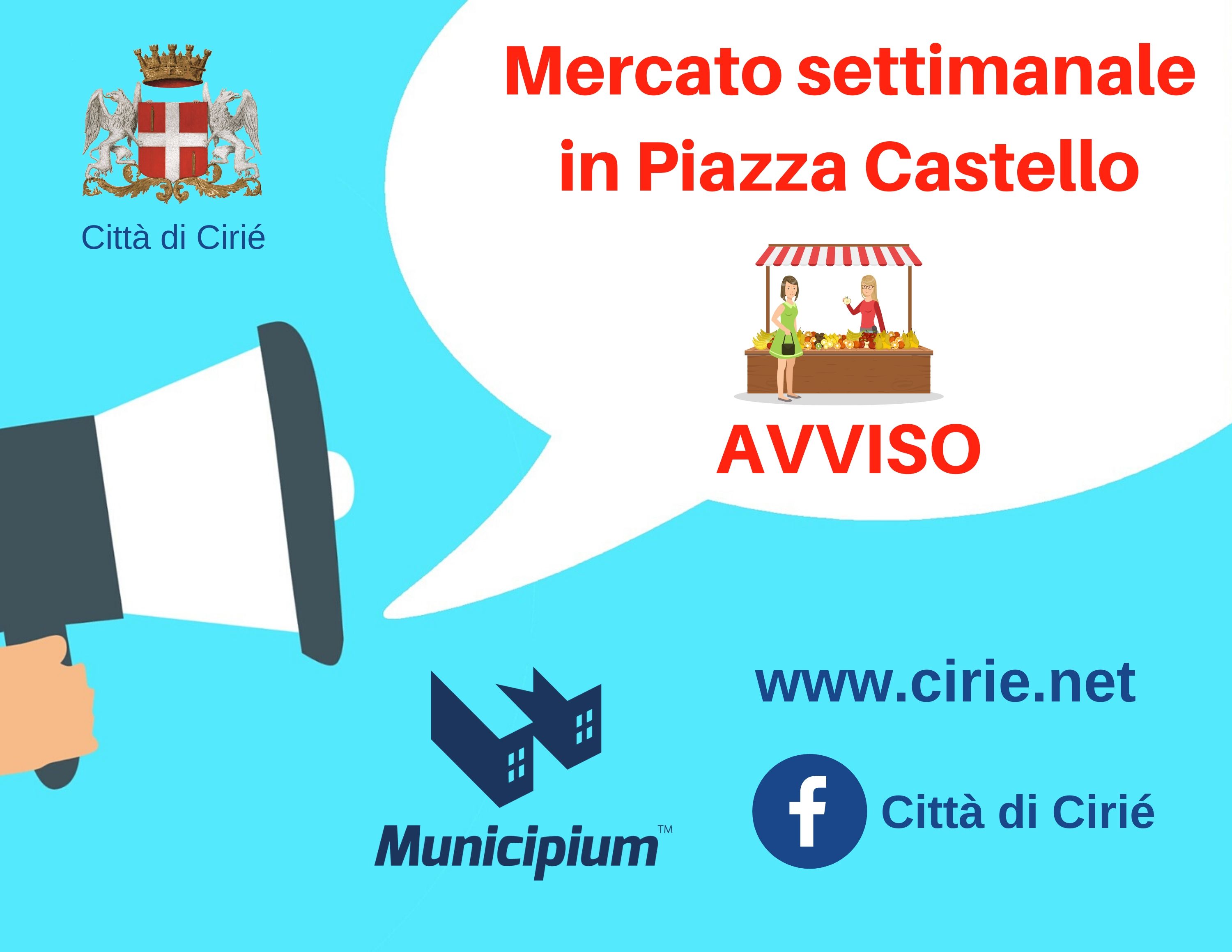 Mercato settimanale in Piazza Castello: avviso alla cittadinanza