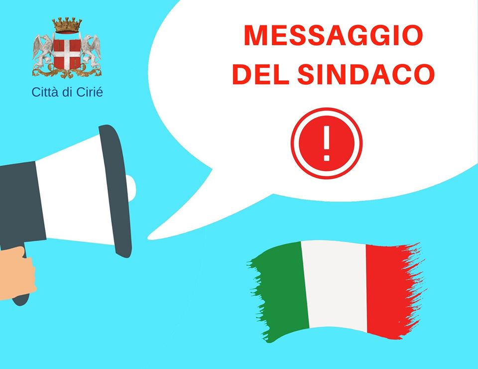 Emergenza coronavirus: messaggio del Sindaco di Cirié
