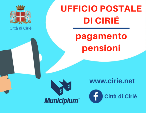Ufficio postale di Cirié: pagamento pensioni