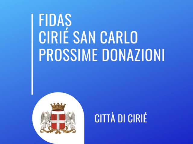 Fidas Cirié San Carlo: prossime donazioni 