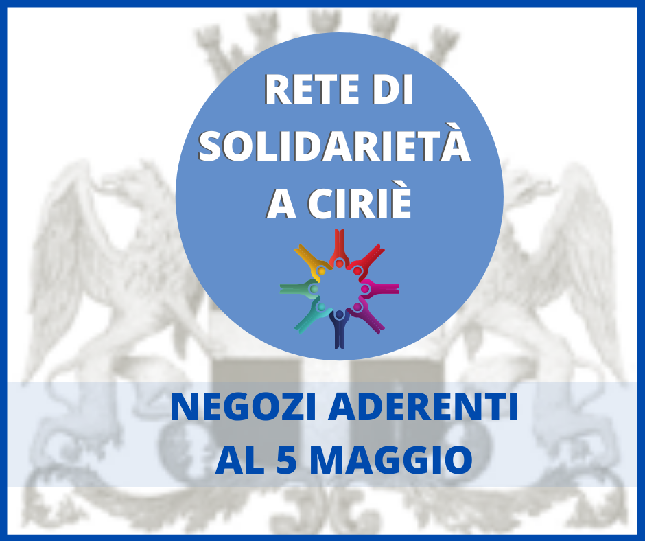 Rete di solidarietà: negozi aderenti al 5 maggio