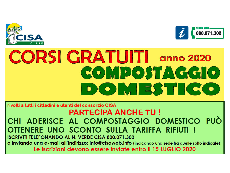 Corsi gratuiti sul compostaggio domestico: iscrizioni fino al 15 luglio 