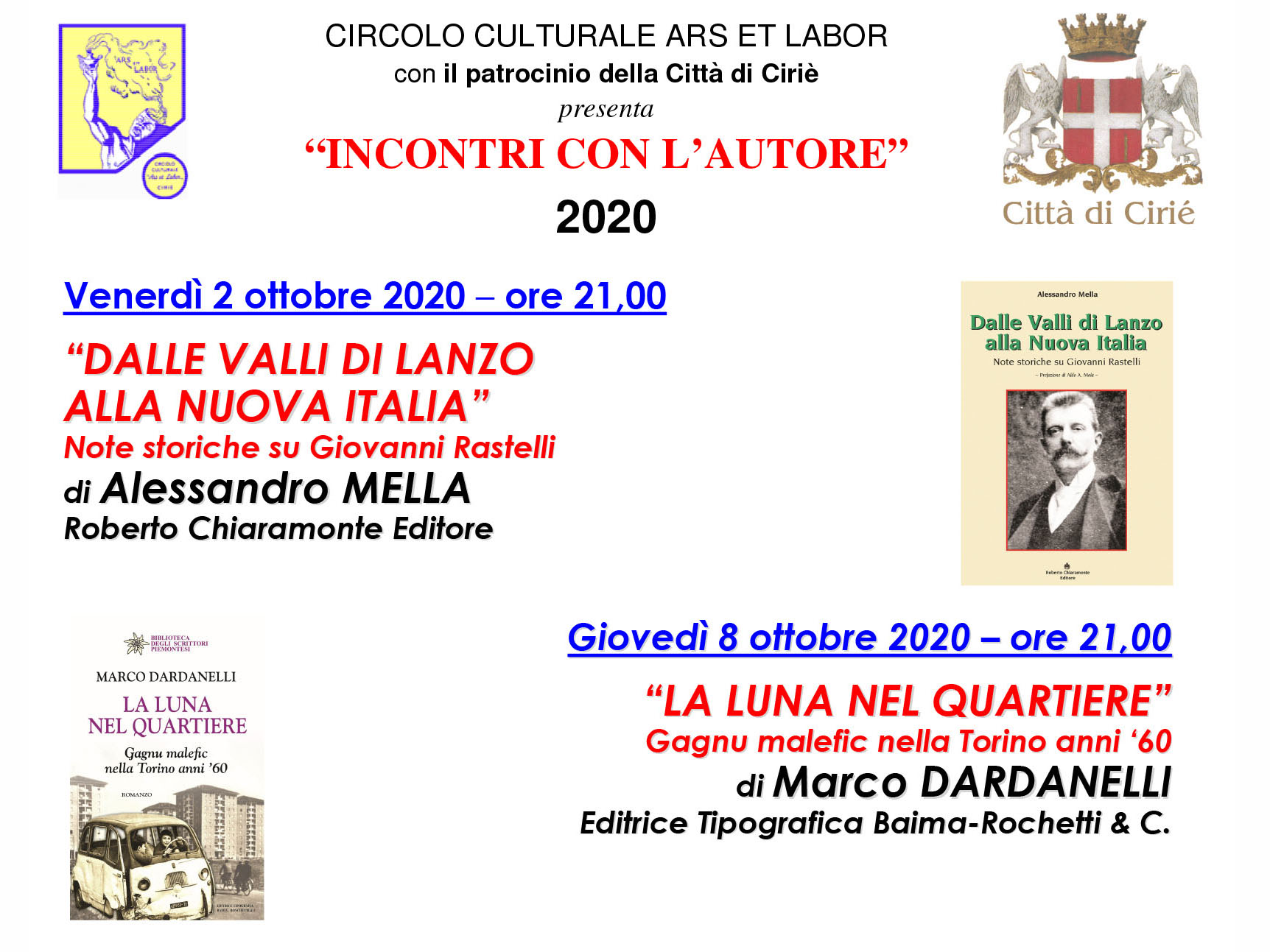 “Incontri con l’autore”: al via il ciclo di appuntamenti letterari di Ars et Labor  