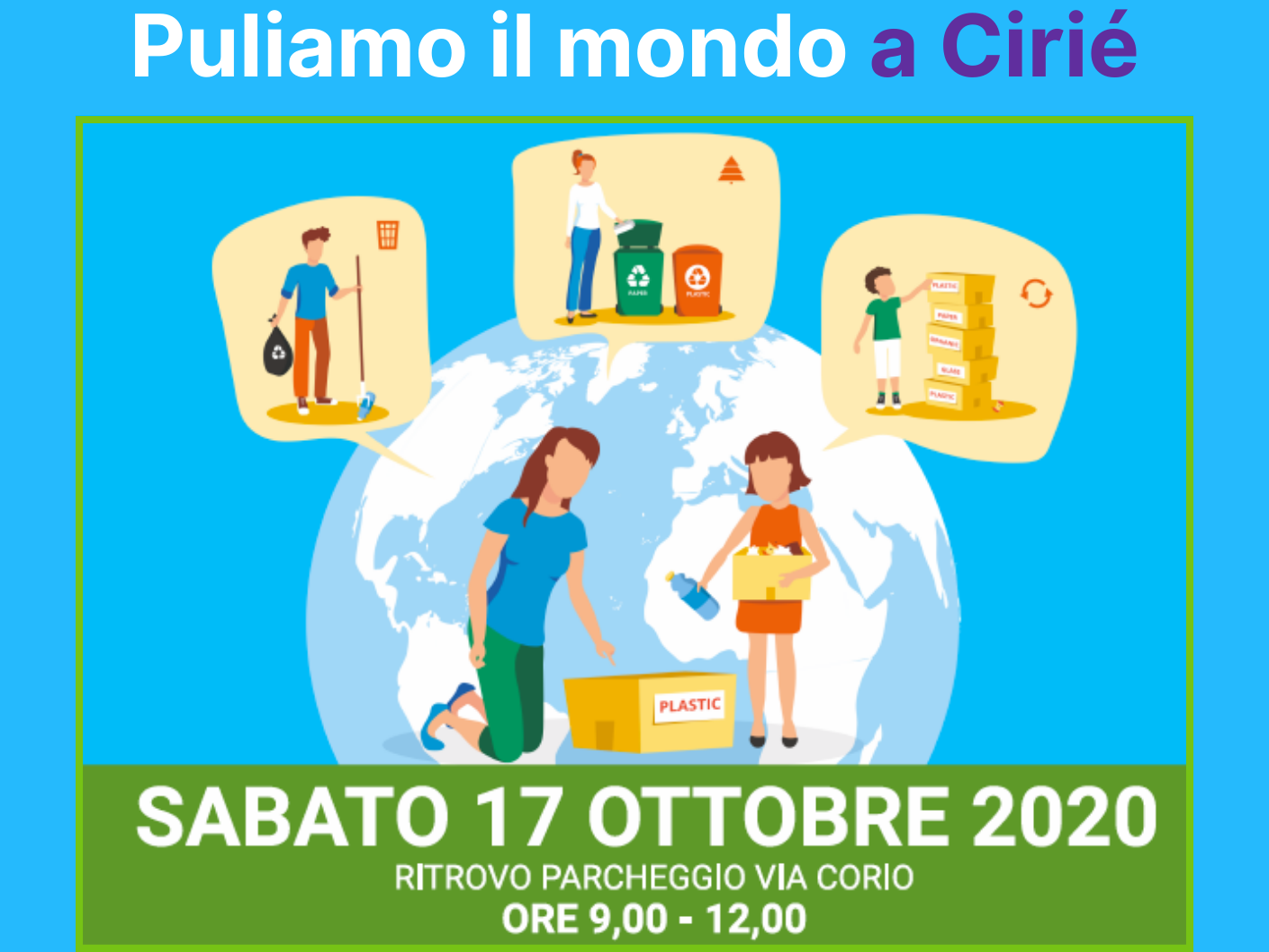 “Puliamo il mondo 2020”: a Cirié, volontari all’opera sabato 17 ottobre